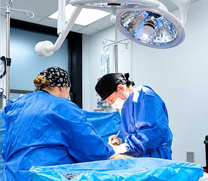 Breast reconstruction surgery performed in a New York City operating room