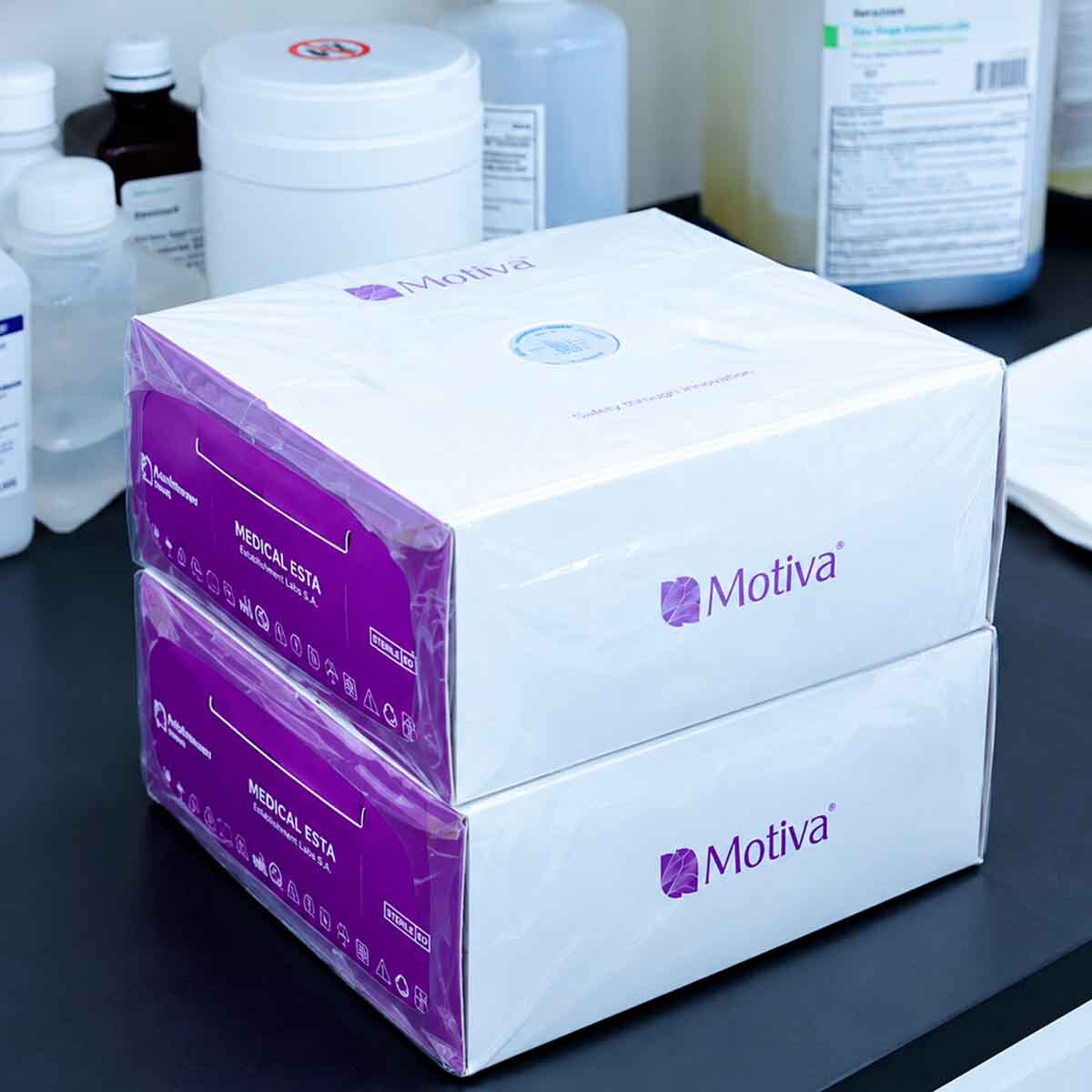 Motiva breast implant packaging prepared for breast augmentation in New York City