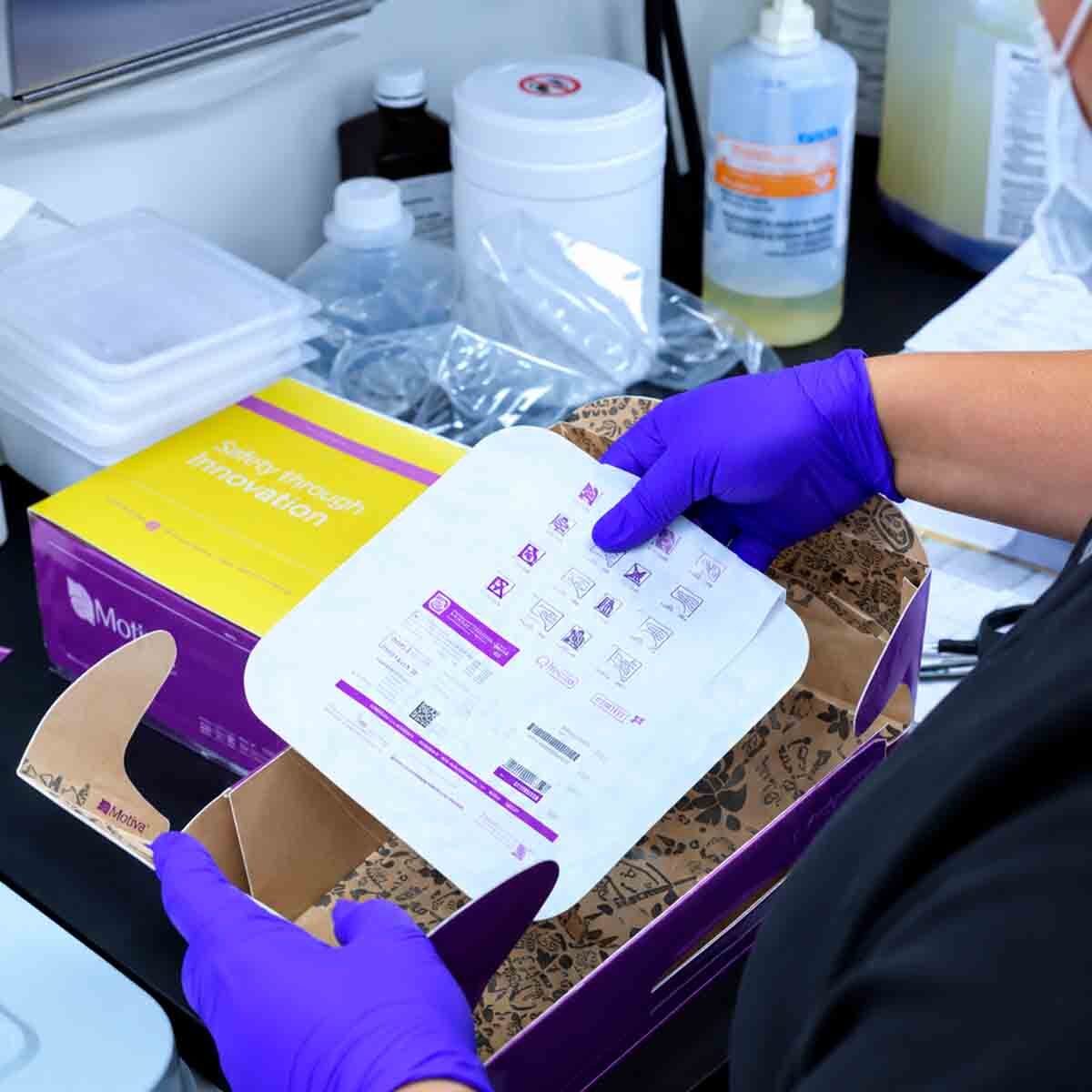 Motiva breast implant prepared in a sterile surgical setting